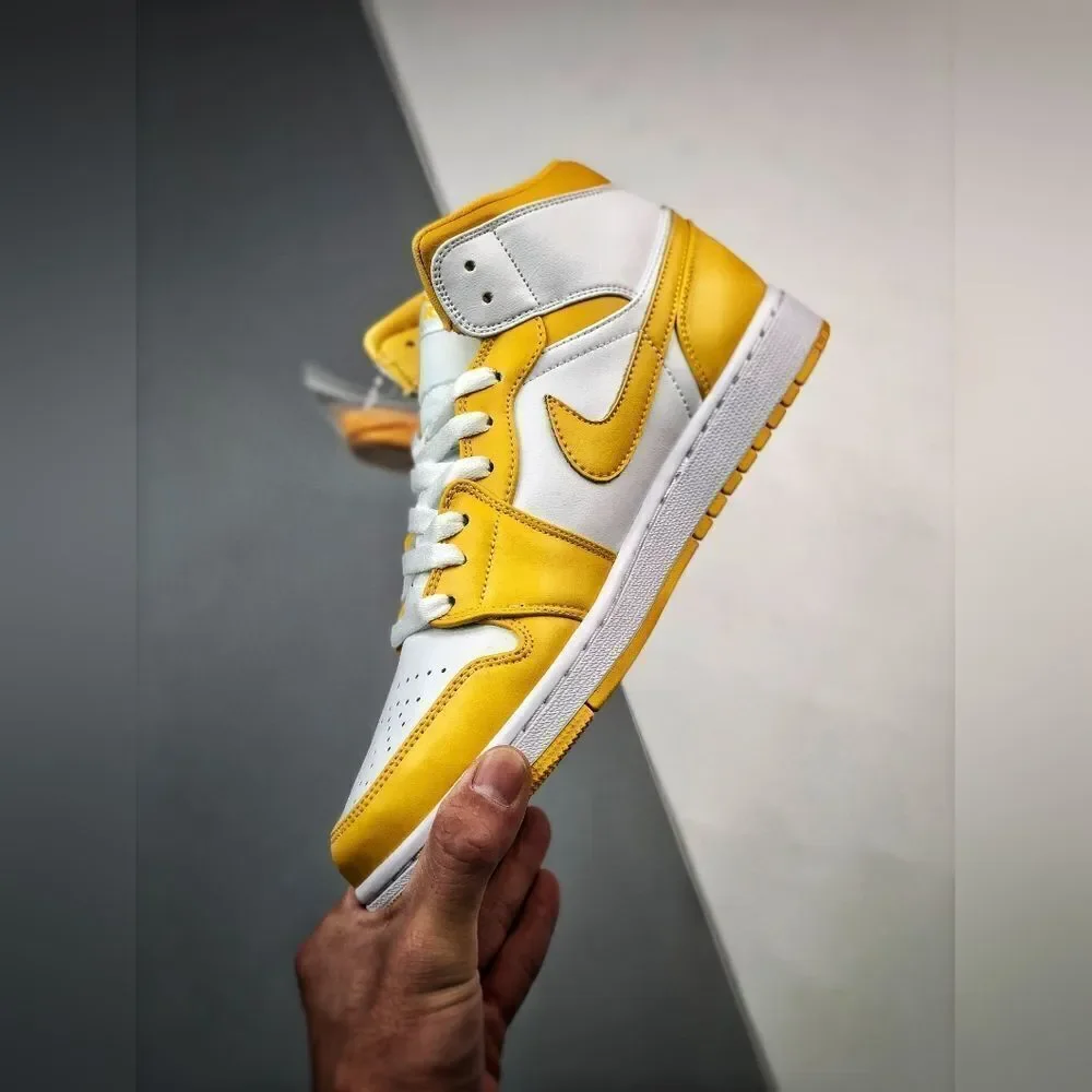 Air‎ Jordan 1 Mid Pollen White Yellow Size 8 & 1/2 in yellow and white NWT